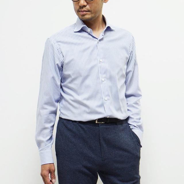 メンズメルローズ（MEN’S MELROSE）/HITOYOSHIダブルネーム クラシカルパターンワイドカラーシャツ