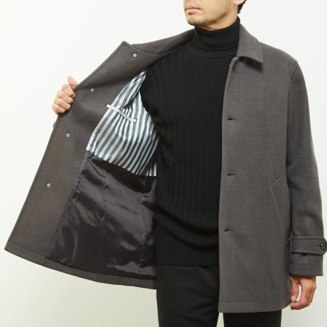 メンズメルローズ（MEN’S MELROSE）/《WEB限定》テックメルトンバルカラーショートコート