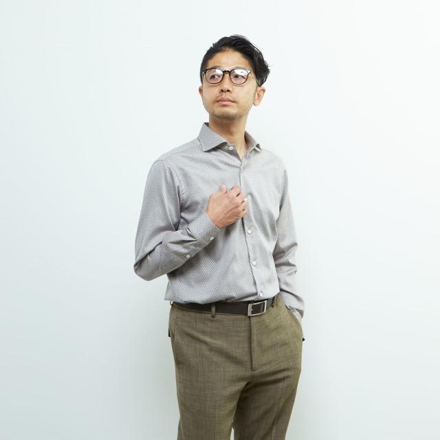 メンズメルローズ（MEN’S MELROSE）/HITOYOSHIダブルネーム ｜ ヴィンテージパターンワイドカラーシャツ_13