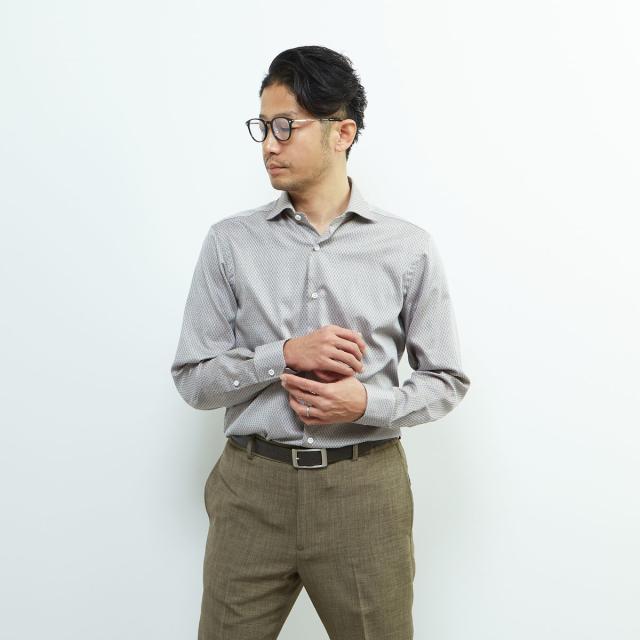 メンズメルローズ（MEN’S MELROSE）/HITOYOSHIダブルネーム ｜ ヴィンテージパターンワイドカラーシャツ_14