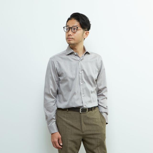メンズメルローズ（MEN’S MELROSE）/HITOYOSHIダブルネーム ｜ ヴィンテージパターンワイドカラーシャツ