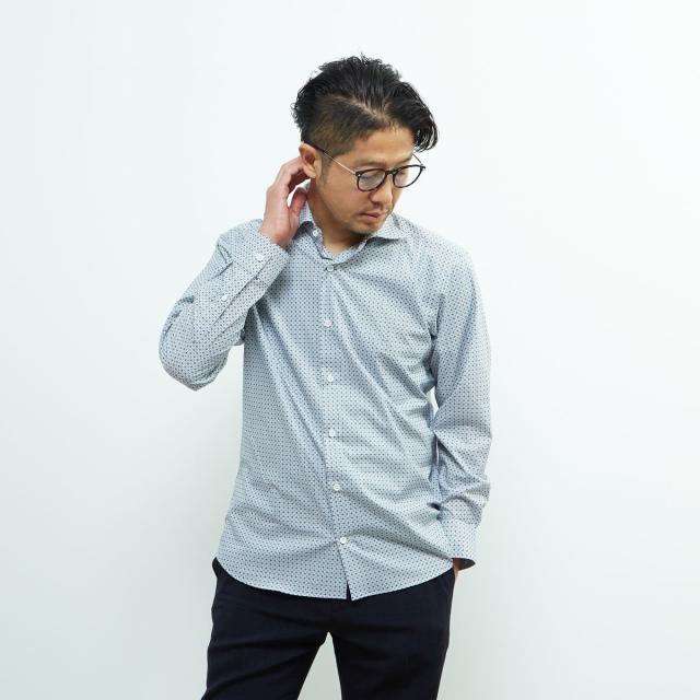 メンズメルローズ（MEN’S MELROSE）/HITOYOSHIダブルネーム ｜ ヴィンテージパターンワイドカラーシャツ_1