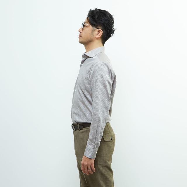 メンズメルローズ（MEN’S MELROSE）/HITOYOSHIダブルネーム ｜ ヴィンテージパターンワイドカラーシャツ_2