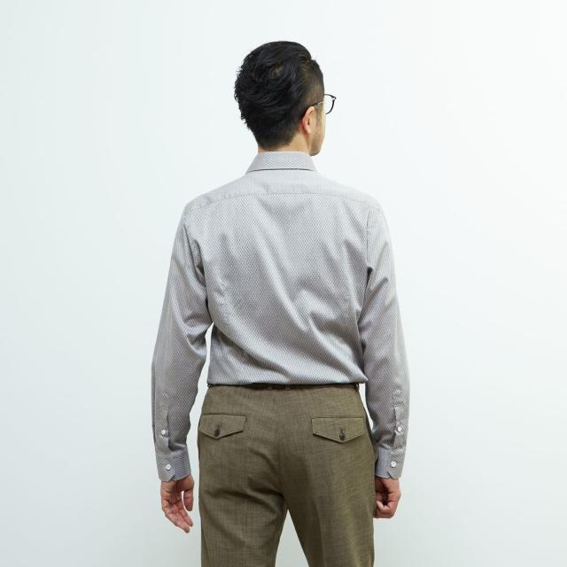 メンズメルローズ（MEN’S MELROSE）/HITOYOSHIダブルネーム ｜ ヴィンテージパターンワイドカラーシャツ_3