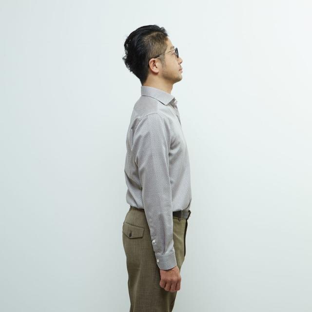 メンズメルローズ（MEN’S MELROSE）/HITOYOSHIダブルネーム ｜ ヴィンテージパターンワイドカラーシャツ_4