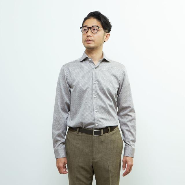 メンズメルローズ（MEN’S MELROSE）/HITOYOSHIダブルネーム ｜ ヴィンテージパターンワイドカラーシャツ_5