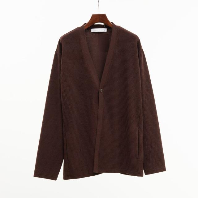 【ブラウン】トロミブリスターワンボタンカーディガン メンズメルローズ（MEN'S MELROSE）/トロミブリスターワンボタン