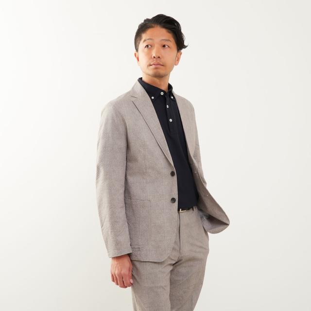 メンズメルローズ（MEN’S MELROSE）/プリントテックサッカーイージージャケット(セットアップ可)