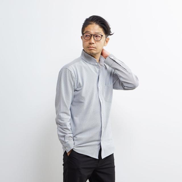 メンズメルローズ（MEN’S MELROSE）/トリコットサッカーワンピースカラーシャツ_15