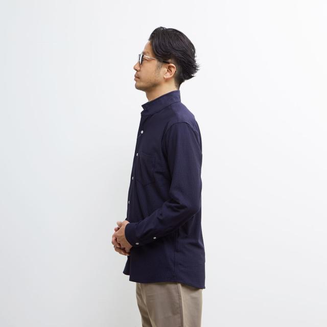 メンズメルローズ（MEN’S MELROSE）/トリコットサッカーワンピースカラーシャツ_4