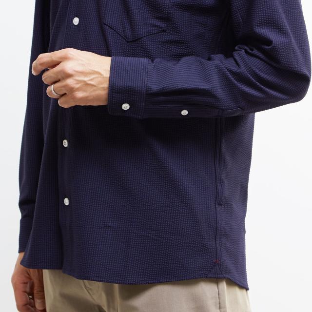 メンズメルローズ（MEN’S MELROSE）/トリコットサッカーワンピースカラーシャツ_7