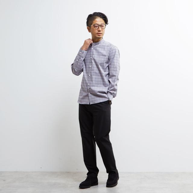メンズメルローズ（MEN’S MELROSE）/HITOYOSHIダブルネーム ｜ クラシカルパターンバンドカラーシャツ_15