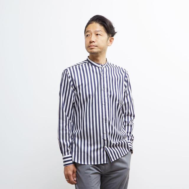 メンズメルローズ（MEN’S MELROSE）/HITOYOSHIダブルネーム ｜ クラシカルパターンバンドカラーシャツ_18
