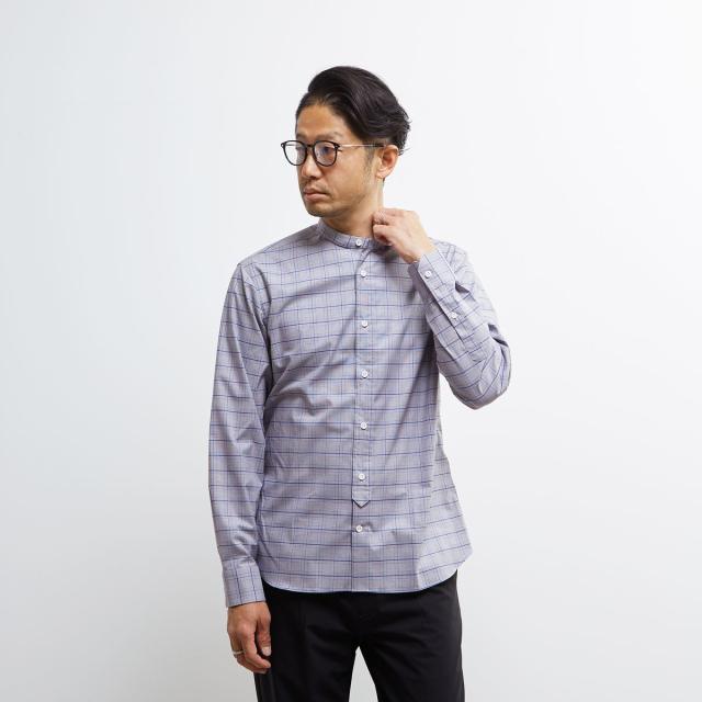 メンズメルローズ（MEN’S MELROSE）/HITOYOSHIダブルネーム ｜ クラシカルパターンバンドカラーシャツ_1