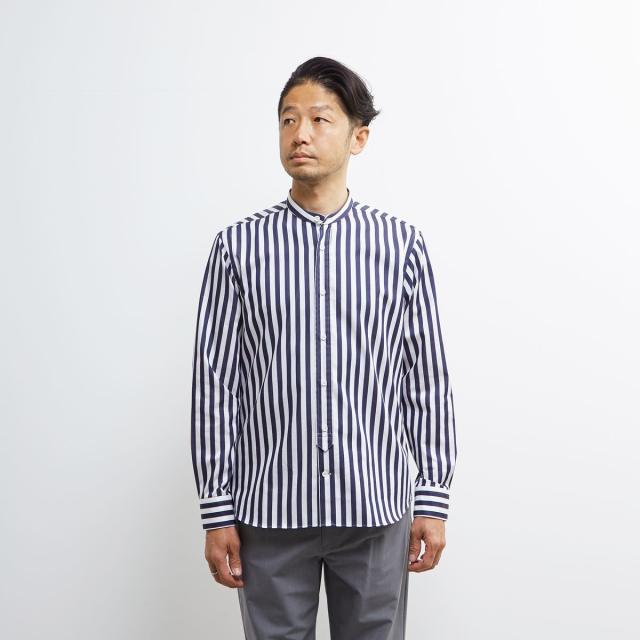 メンズメルローズ（MEN’S MELROSE）/HITOYOSHIダブルネーム ｜ クラシカルパターンバンドカラーシャツ_2