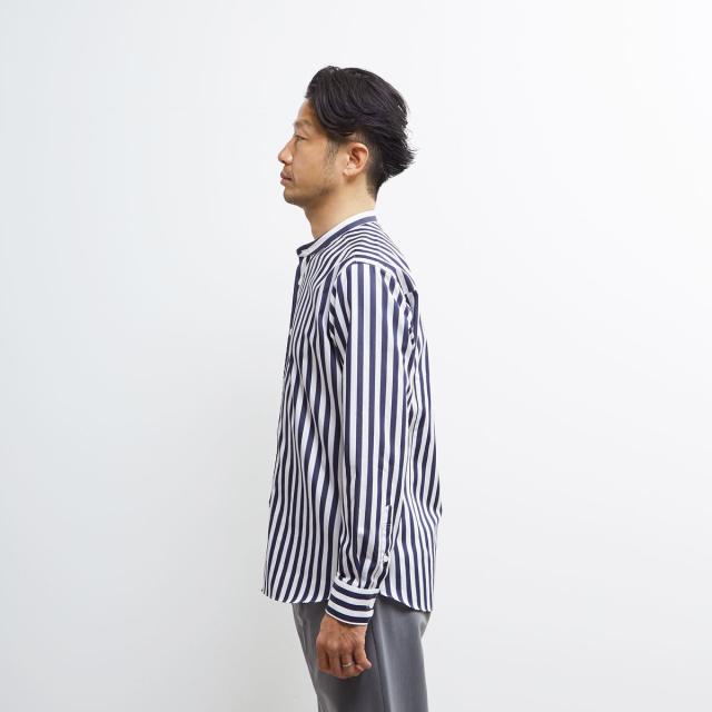 メンズメルローズ（MEN’S MELROSE）/HITOYOSHIダブルネーム ｜ クラシカルパターンバンドカラーシャツ_3