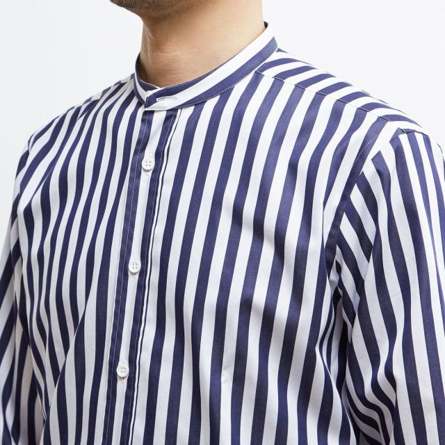 メンズメルローズ（MEN’S MELROSE）/HITOYOSHIダブルネーム ｜ クラシカルパターンバンドカラーシャツ_6