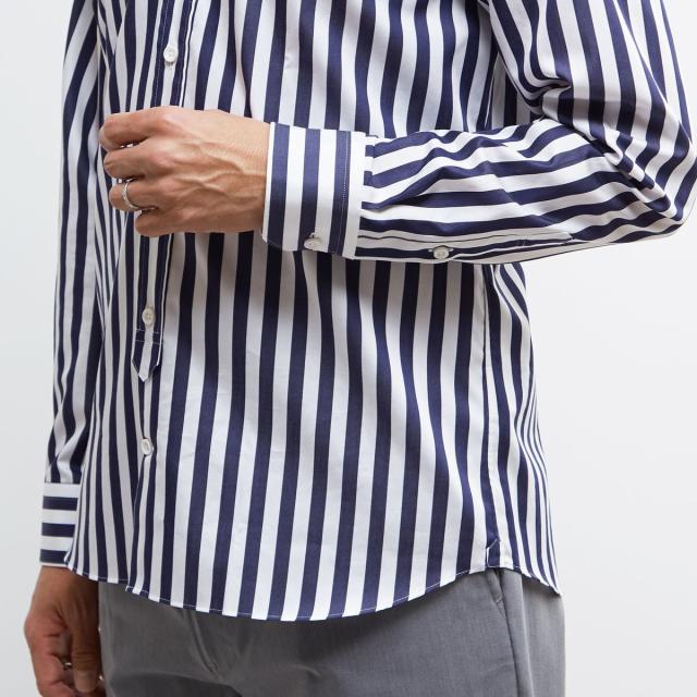 メンズメルローズ（MEN’S MELROSE）/HITOYOSHIダブルネーム ｜ クラシカルパターンバンドカラーシャツ_7