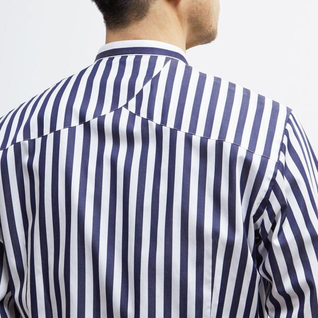メンズメルローズ（MEN’S MELROSE）/HITOYOSHIダブルネーム ｜ クラシカルパターンバンドカラーシャツ_8