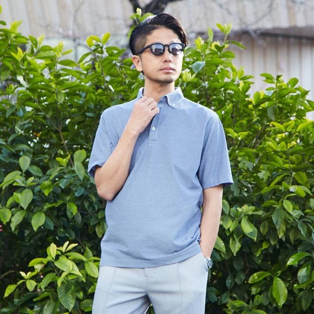 メンズメルローズ（MEN’S MELROSE）/《WEB限定》COOLMAXカノコ半袖ボタンダウンポロシャツ | 吸水速乾
