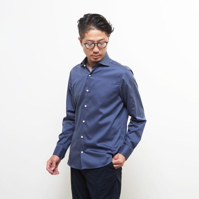 メンズメルローズ（MEN’S MELROSE）/HITOYOSHIダブルネーム ｜ ジオメトリックパターンワイドカラーシャツ