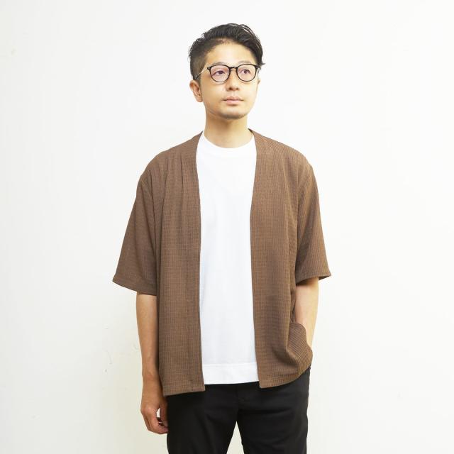 メンズメルローズ（MEN’S MELROSE）/テクスチャーメッシュハーフスリーブカーディガン
