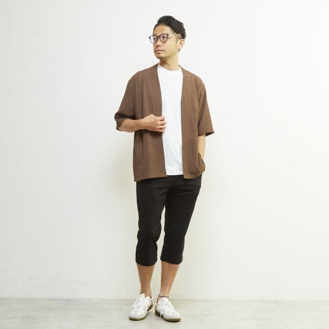 メンズメルローズ（MEN’S MELROSE）/テクスチャーメッシュハーフスリーブカーディガン