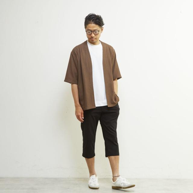 メンズメルローズ（MEN’S MELROSE）/テクスチャーメッシュハーフスリーブカーディガン