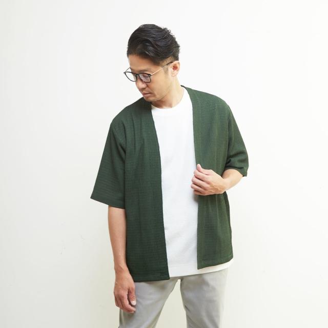 メンズメルローズ（MEN’S MELROSE）/テクスチャーメッシュハーフスリーブカーディガン