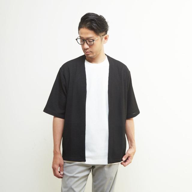 メンズメルローズ（MEN’S MELROSE）/テクスチャーメッシュハーフスリーブカーディガン