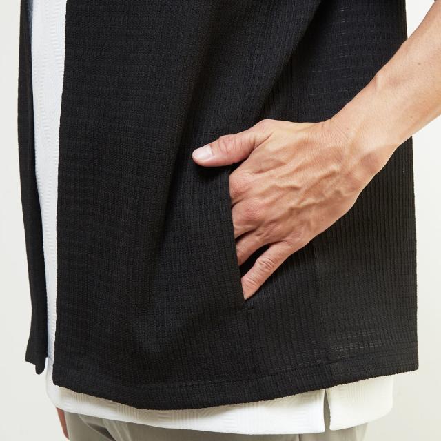 メンズメルローズ（MEN’S MELROSE）/テクスチャーメッシュハーフスリーブカーディガン