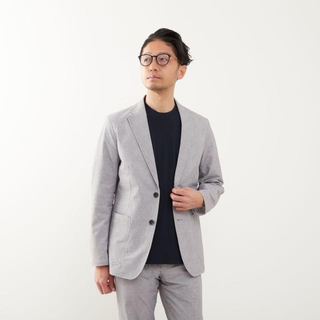 メンズメルローズ（MEN’S MELROSE）/プリントテックサッカーイージージャケット(セットアップ可)_1