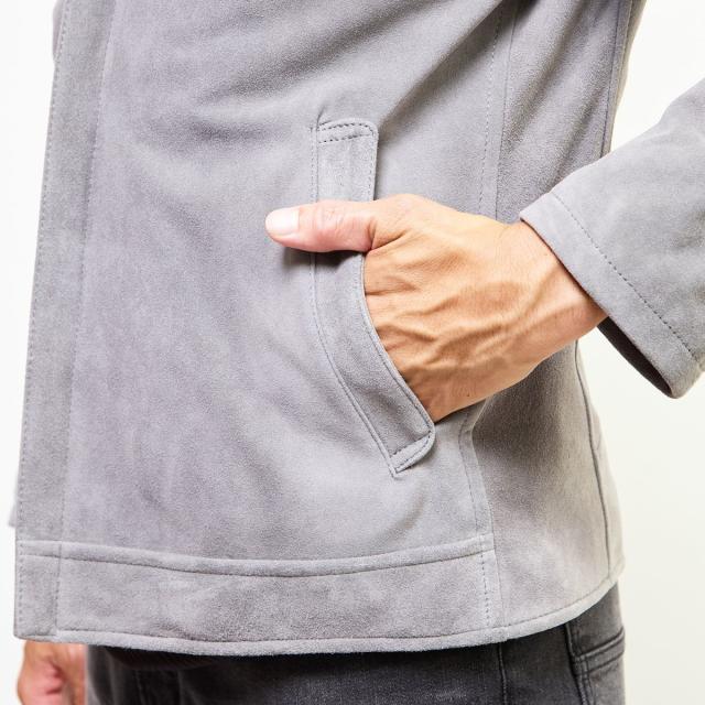 メンズメルローズ（MEN’S MELROSE）/ラムスプリットレザー / シングルライダースブルゾン_9