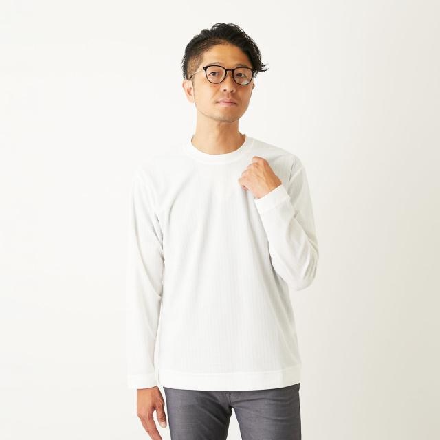 メンズメルローズ（MEN’S MELROSE）/ストレッチストライプクルーネックTシャツ