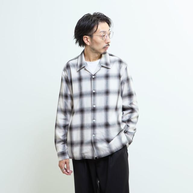 メンズメルローズ（MEN’S MELROSE）/オンブレチェックオープンカラーシャツ
