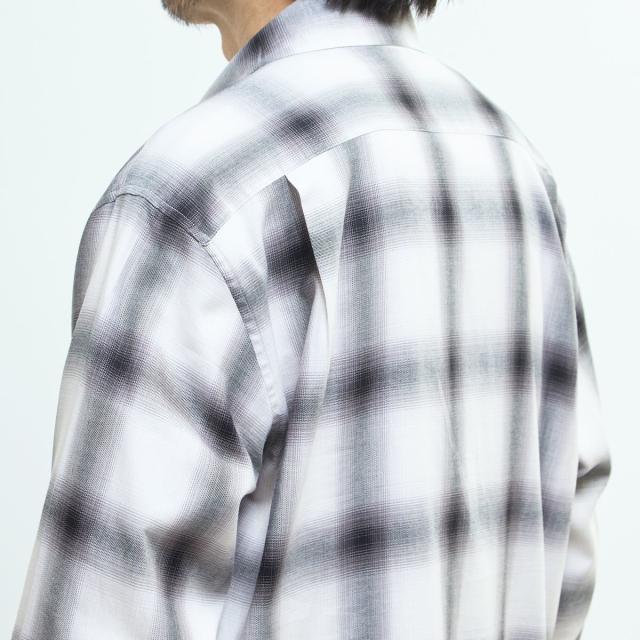 メンズメルローズ（MEN’S MELROSE）/オンブレチェックオープンカラーシャツ_10