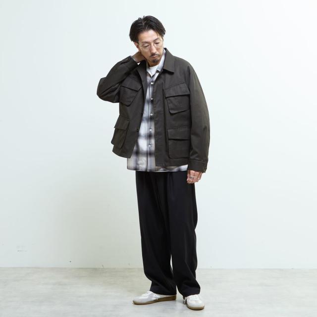 メンズメルローズ（MEN’S MELROSE）/オンブレチェックオープンカラーシャツ_17