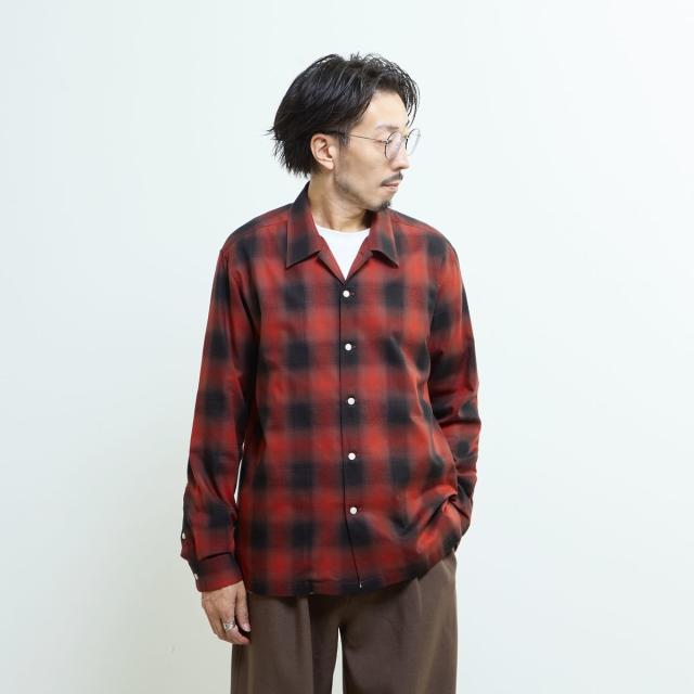 メンズメルローズ（MEN’S MELROSE）/オンブレチェックオープンカラーシャツ_19