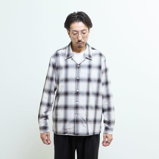 メンズメルローズ（MEN’S MELROSE）/オンブレチェックオープンカラーシャツ_2