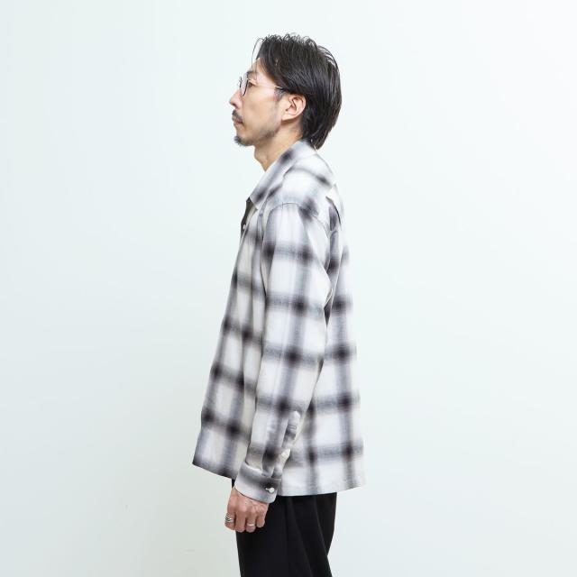 メンズメルローズ（MEN’S MELROSE）/オンブレチェックオープンカラーシャツ_3