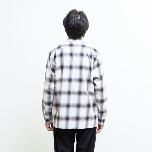 メンズメルローズ（MEN’S MELROSE）/オンブレチェックオープンカラーシャツ_4