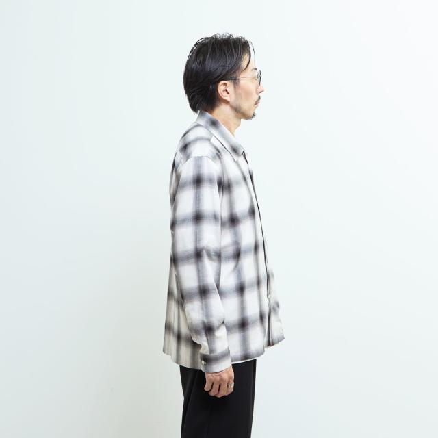 メンズメルローズ（MEN’S MELROSE）/オンブレチェックオープンカラーシャツ_5