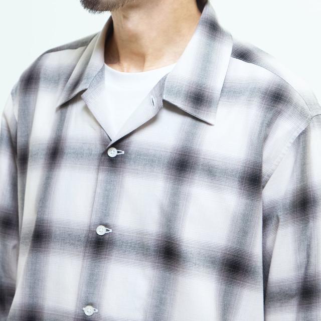 メンズメルローズ（MEN’S MELROSE）/オンブレチェックオープンカラーシャツ_6