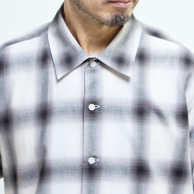 メンズメルローズ（MEN’S MELROSE）/オンブレチェックオープンカラーシャツ_9