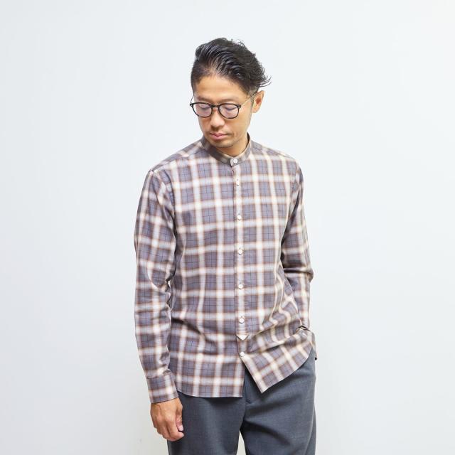 メンズメルローズ（MEN’S MELROSE）/HITOYOSHIダブルネーム ｜ オンブレチェックバンドカラーシャツ_1