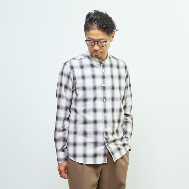 メンズメルローズ（MEN’S MELROSE）/HITOYOSHIダブルネーム ｜ オンブレチェックバンドカラーシャツ_10
