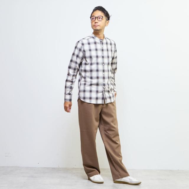 メンズメルローズ（MEN’S MELROSE）/HITOYOSHIダブルネーム ｜ オンブレチェックバンドカラーシャツ_13