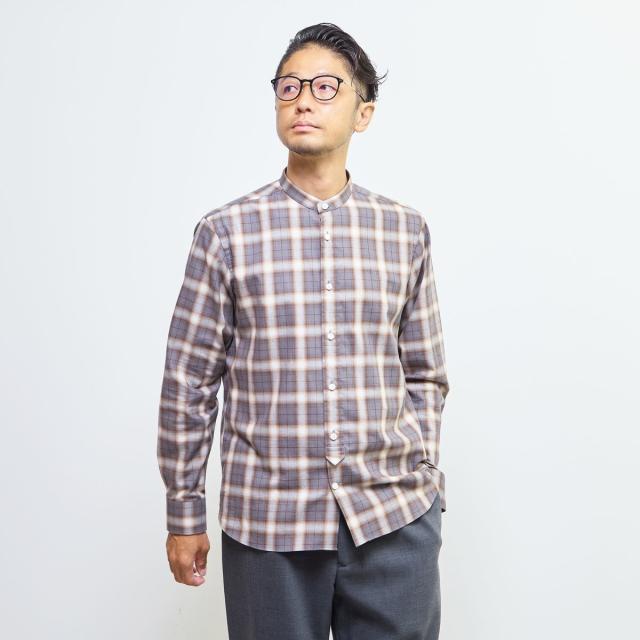 メンズメルローズ（MEN’S MELROSE）/HITOYOSHIダブルネーム ｜ オンブレチェックバンドカラーシャツ_16