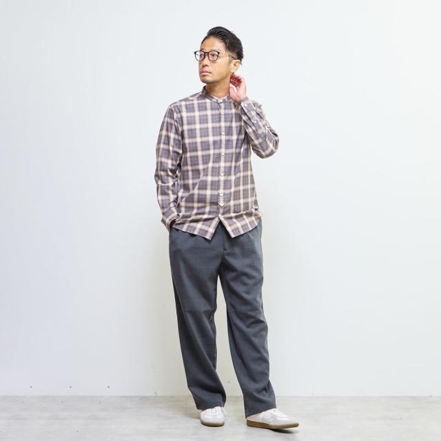 メンズメルローズ（MEN’S MELROSE）/HITOYOSHIダブルネーム ｜ オンブレチェックバンドカラーシャツ_19