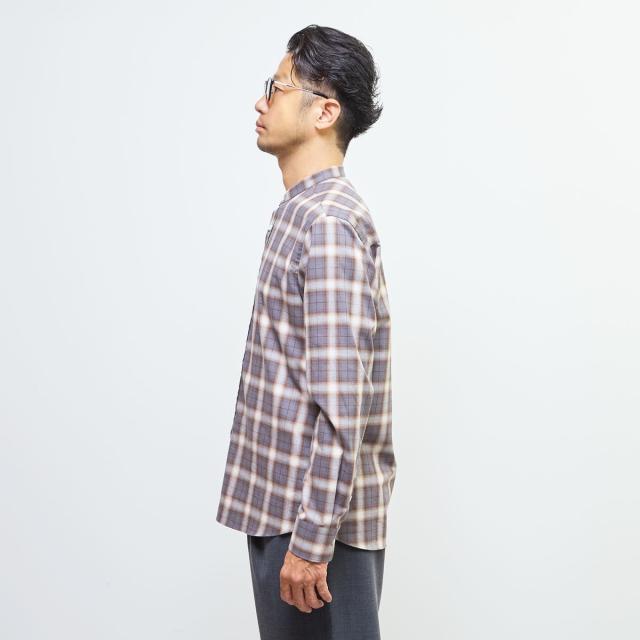 メンズメルローズ（MEN’S MELROSE）/HITOYOSHIダブルネーム ｜ オンブレチェックバンドカラーシャツ_3